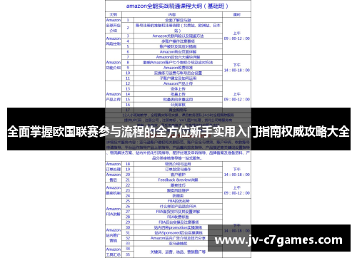 全面掌握欧国联赛参与流程的全方位新手实用入门指南权威攻略大全